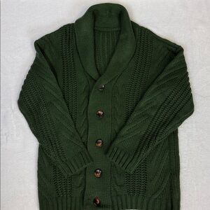 Men's Green Shawl Collar Cardigan